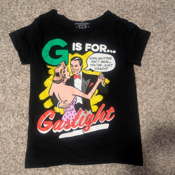 Goodshirts Tops - Retro Comic Graphic Tee "G Is For Gaslight"